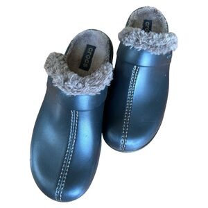 Crocs Cobbler Women’s  Clogs Eva Faux Fur Lined  Brown Winter Wedges size 9